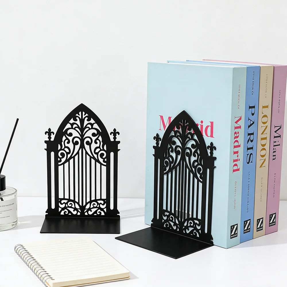 Metal Bookends for Shelves, Modern Decorative Heavy Duty Study Book Support Stoppers for Office, Desk, Room Simple Tall Bookends