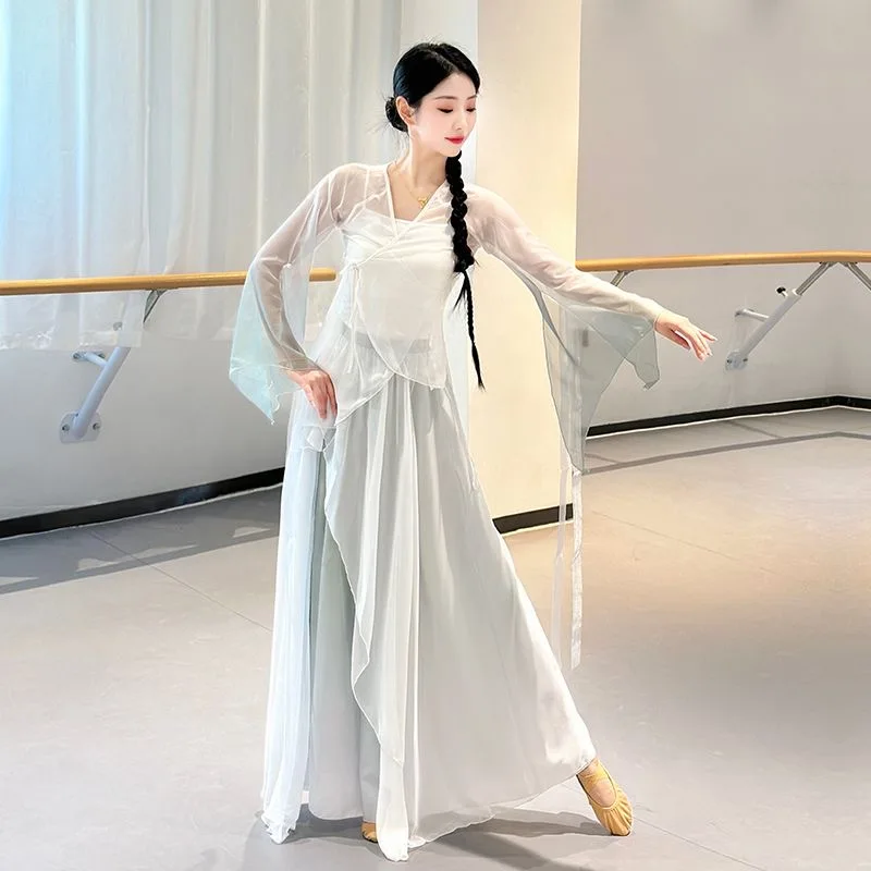 Costumi di danza classica, danza elegante, abiti di garza simili a una fata, ritmo del corpo cinese, Hanfu, abiti da allenamento, spettacoli