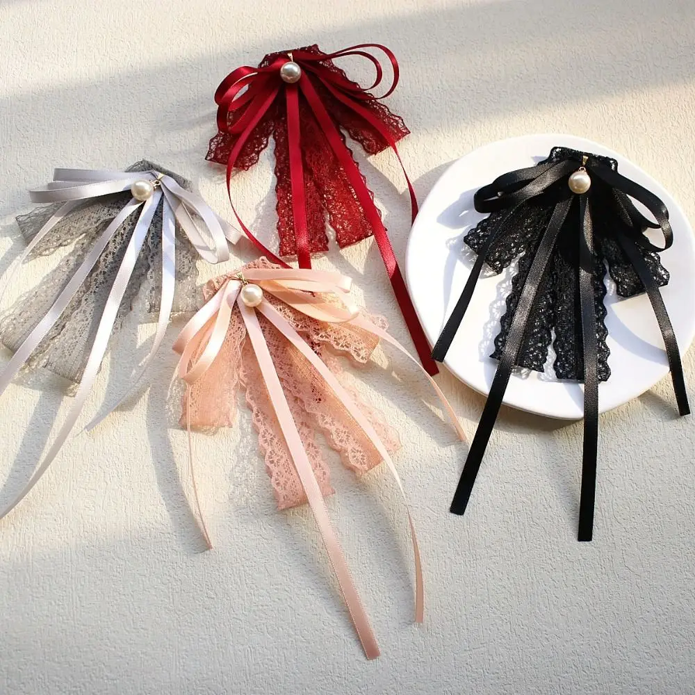 

Модная рубашка с жемчугом, воротник-жабо, галстук, кружевная элегантная брошь с бантом, лента, галстук-бабочка, аксессуары для одежды