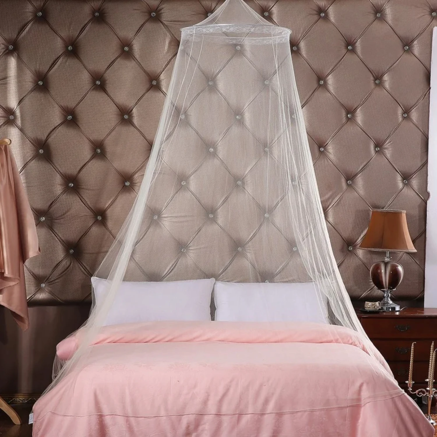 Elegant Summer Dome Mosquito Net - Double Bed Polyester Mesh Fabric - 4 Colors Available - Hanging Decor for Bedroom, Baby, and 