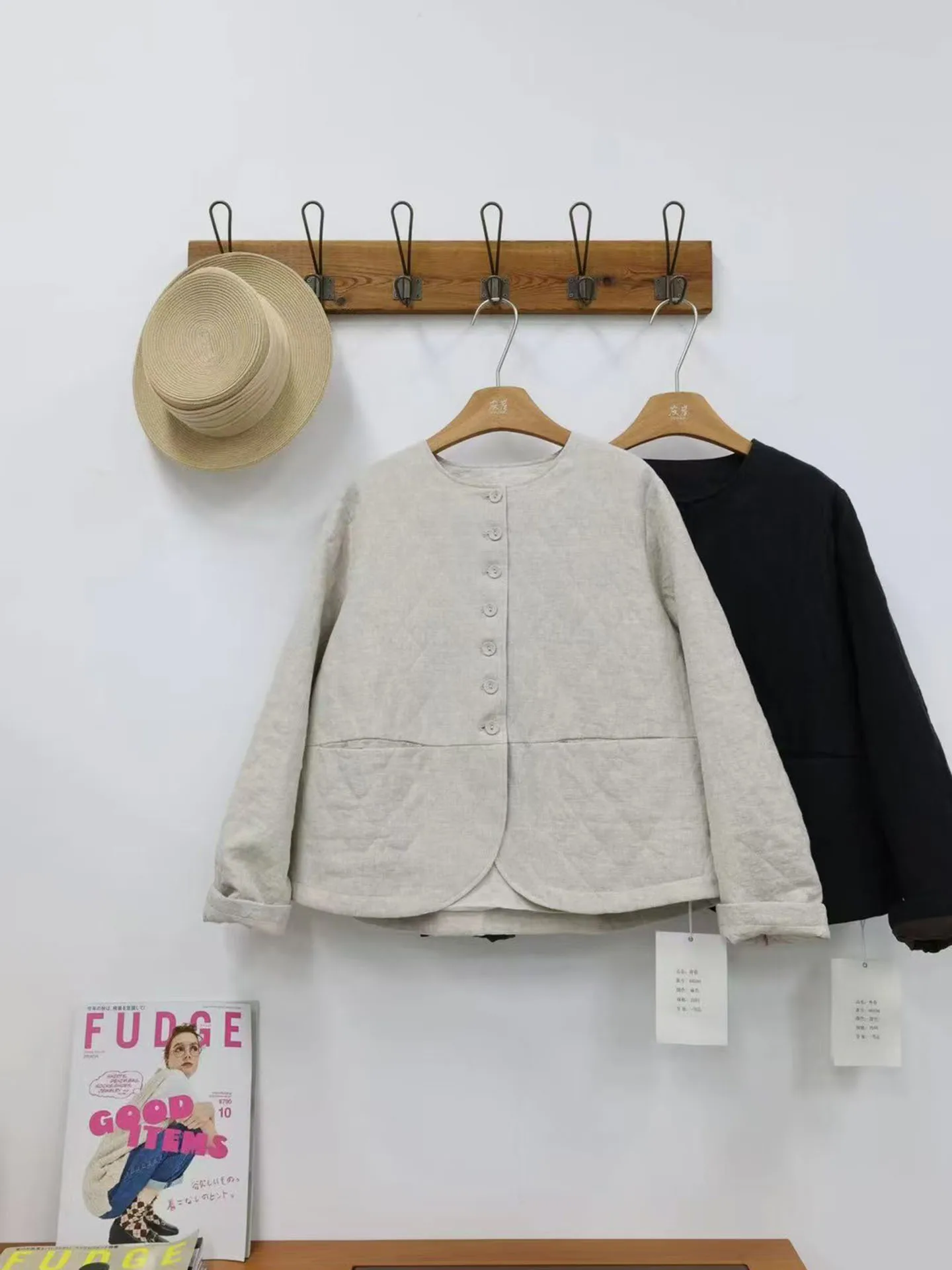 

Ретро-куртка женская из хлопка, свободного кроя, повседневная, с ромбовидным узором, из льна и хлопка, осенне-зимняя, модная, с деталями в виде карманов