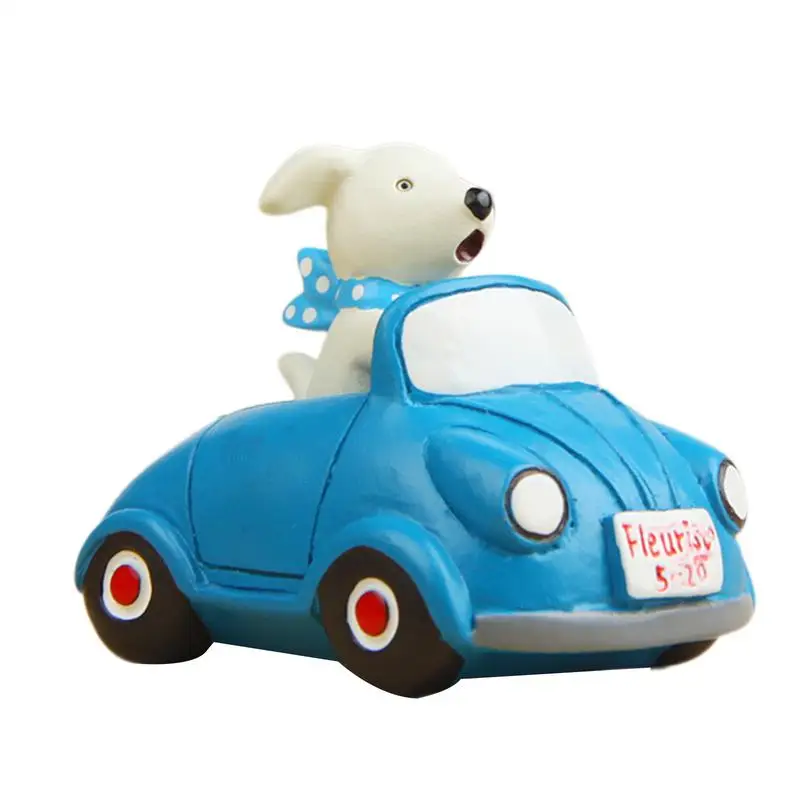 Bobblehead For Car Dashboard Resin Outdoor Statues With Puppy Driving A Car Design Garden Sculptures Fun Collectible Figurines