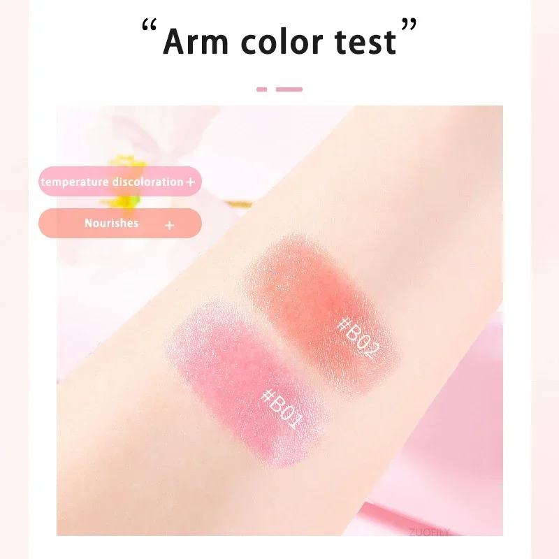 Peach Color-Changing Lipstick Waterproof Color Lipstick Temperature Lip Balm Moisturizing Nourishing Long Lasting Smooth Natural