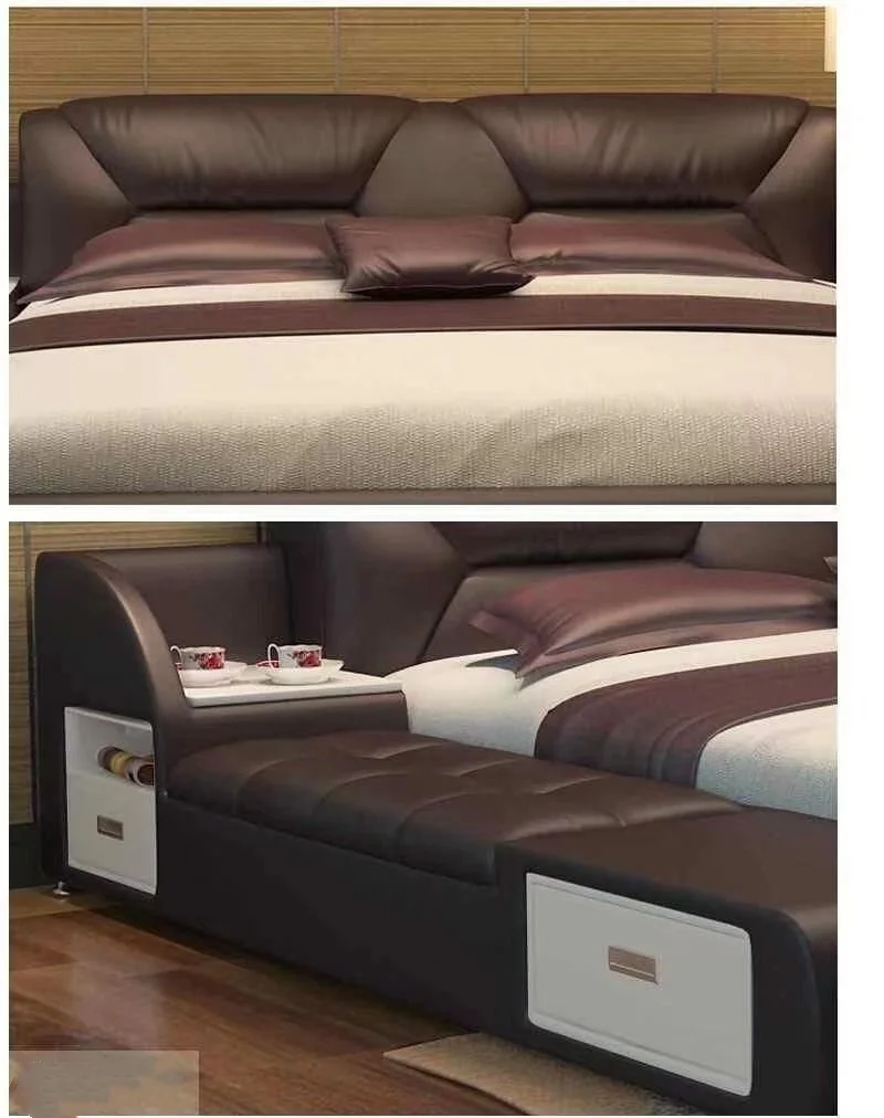 !@Smart Bed Top Quality Latest Design Modern Bed Massage Electric Modern Leather Sofa Bed King Size