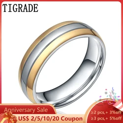 TIGRADE 6mm/8mm Men Women Wedding Rings Simple Engagement Band Eternity Gold Silver Color  Titanium Ring anel masculino Sale