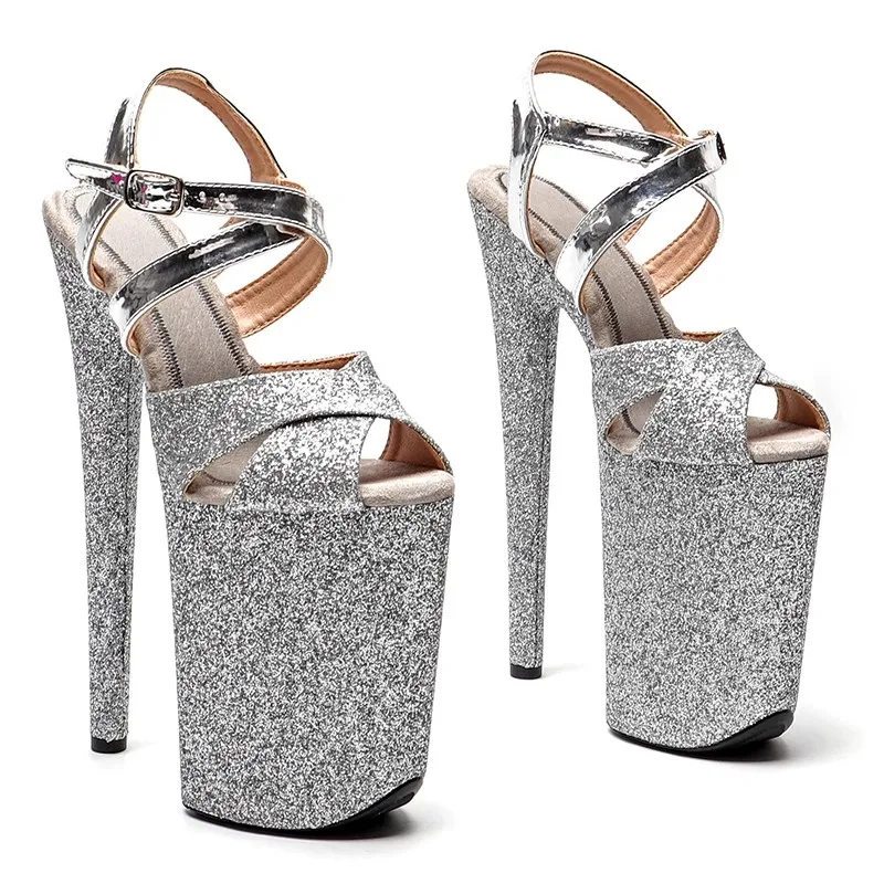 

Peep Toe 23CM/9inches Glitter Upper Plating Platform Sexy High Heels Sandals Pole Dance Shoes 055