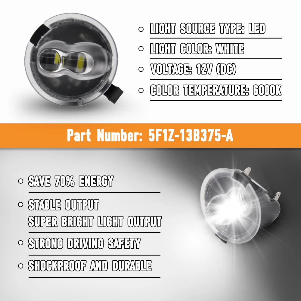 2pcs LED Side Mirror Puddle Lights 5F1Z-13B375-A For Ford Edge