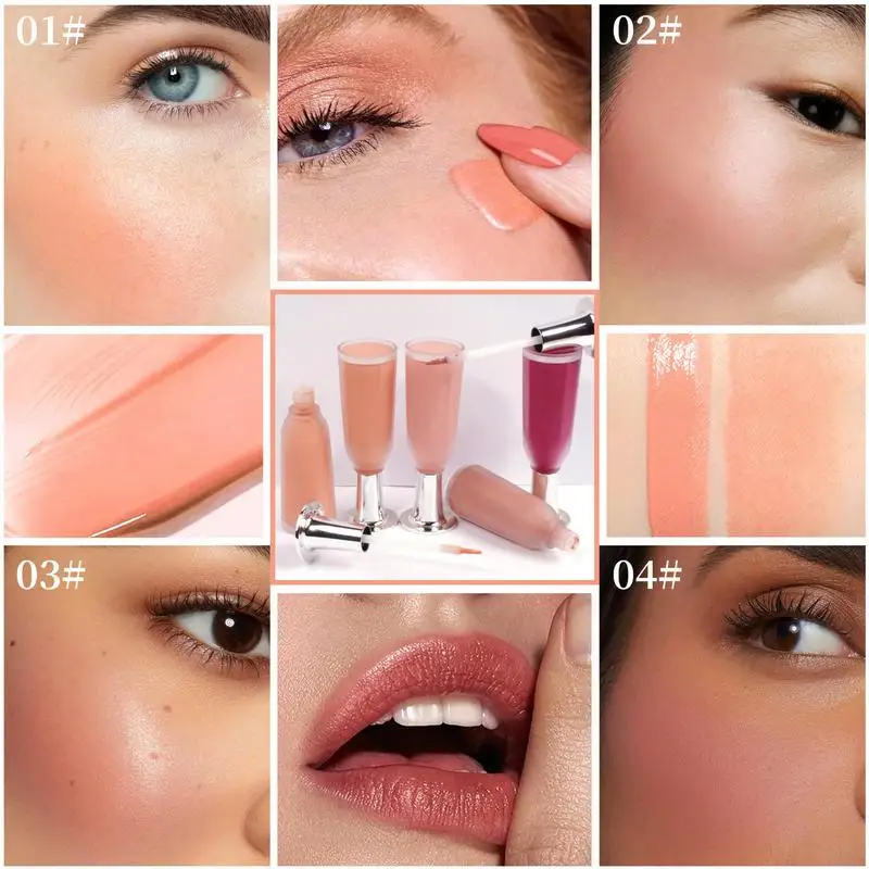 Blush líquido de longa duração, blush líquido para contorno facial, leve, macio, multiuso, creme, à prova d'água, maquiagem facial