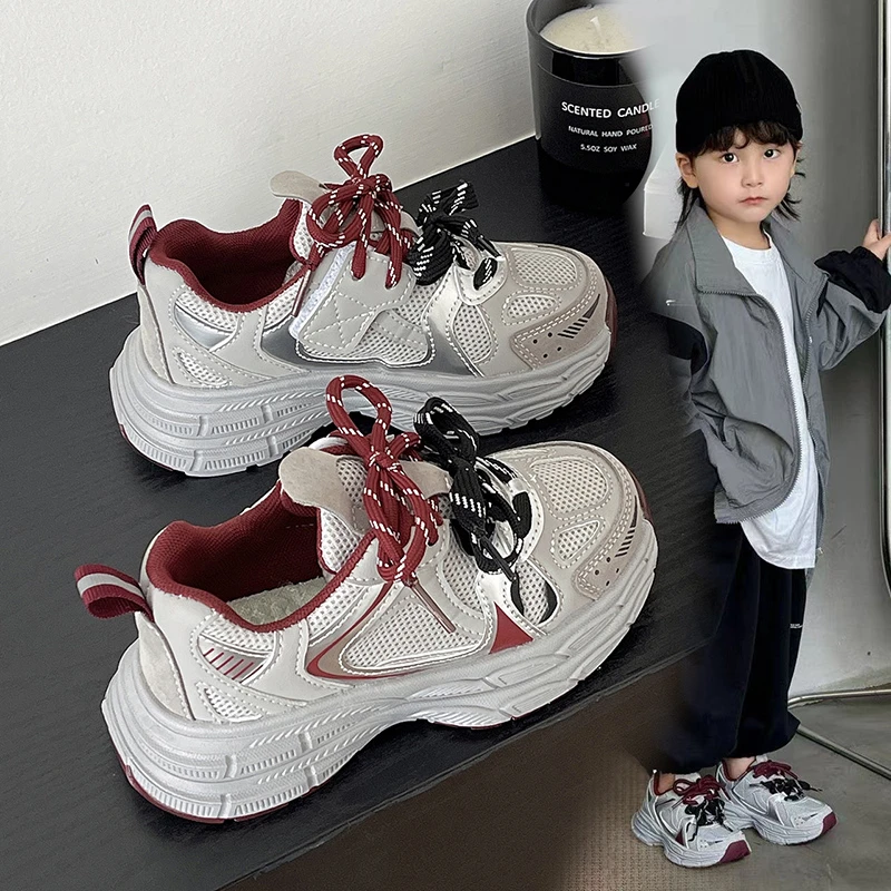 Fashion Versatile Sneakers for Boys Girls 2025 Autumn New Toddler Casual Platform Sneakers Breathable Mesh School Sports Shoes