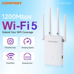 COMFAST 1200 mb/s inteligentny wyświetlacz OLED wzmacniacz WiFi dwuzakresowy 2.4G i 5G bezprzewodowy przedłużacz sygnału wzmacniacz zasięgu Wi-Fi