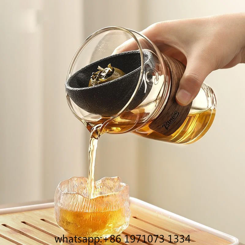 360 Rotation Poreless Filtration Teapot Glass Tea Maker Infuser Semi-Automatic Teaware for Home Office Travel Gong Fu Tea set