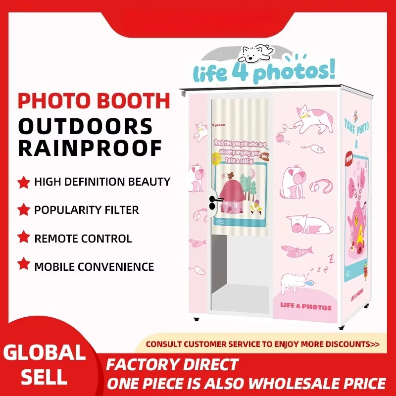 custom rainproof photo vending kiosk slr ipad compatible all‑in‑one instant selfie print for open‑air site wholesale purchasers