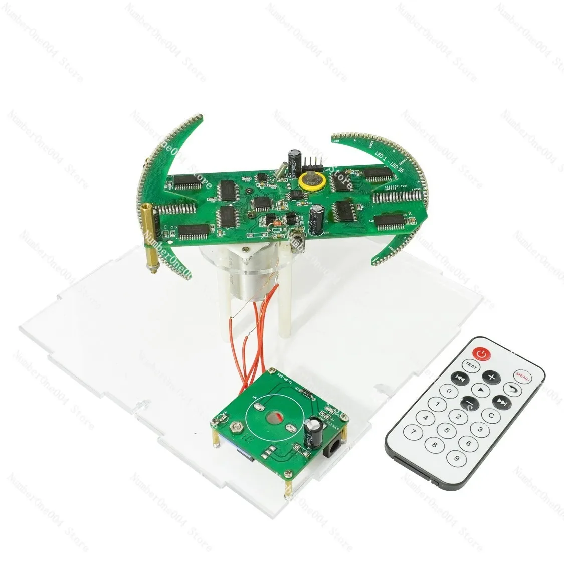 Double Axis Spherical Rotating LED Kit Two-color Clock Display Remote Control Microcontroller DIY Electronic Production Parts