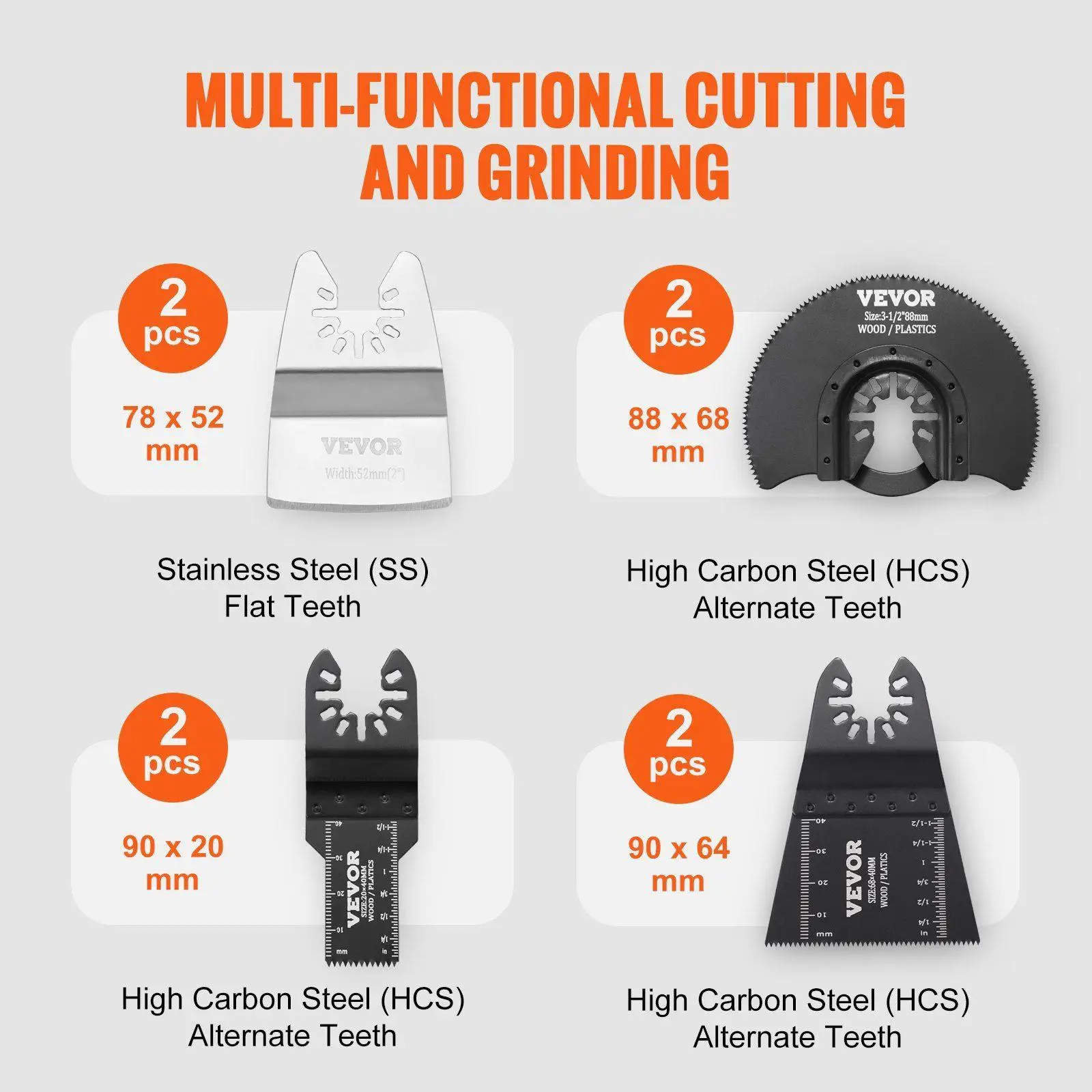 30-Piece Oscillating Tool Blades with 8 Types for Wood Metal Plastic, Universal Quick-Release, Bi-Metal HCS Durability