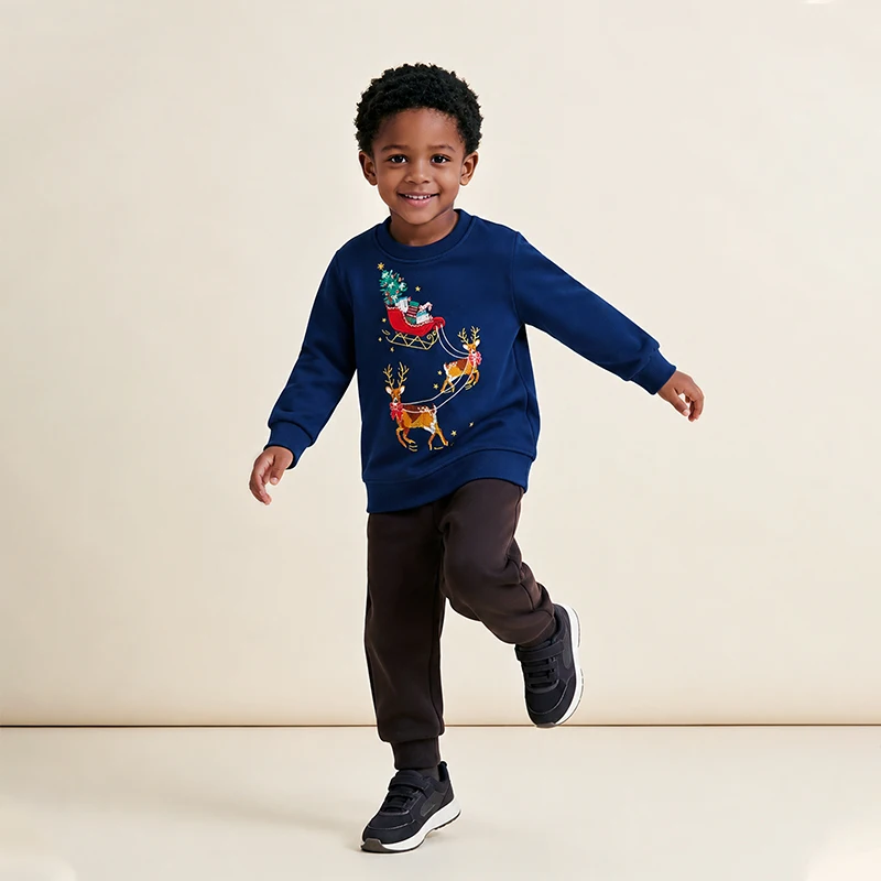 26 Autumn New Children's Crew Neck Base Layer European and American Style Cartoon Christmas Print Boys' Sweatshirt Dropshipping