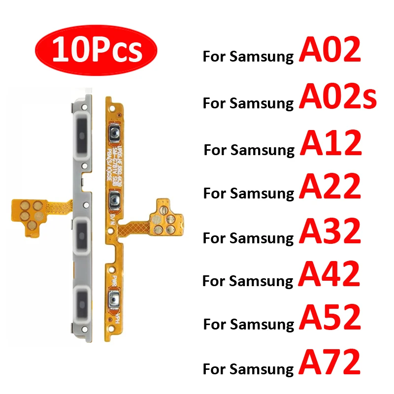 

10Pcs For Samsung Galaxy A02 A02s A12 A22 A32 A42 A52 A52s A72 5G Phone New On Off Power Volume Button Key Switch Flex Cable