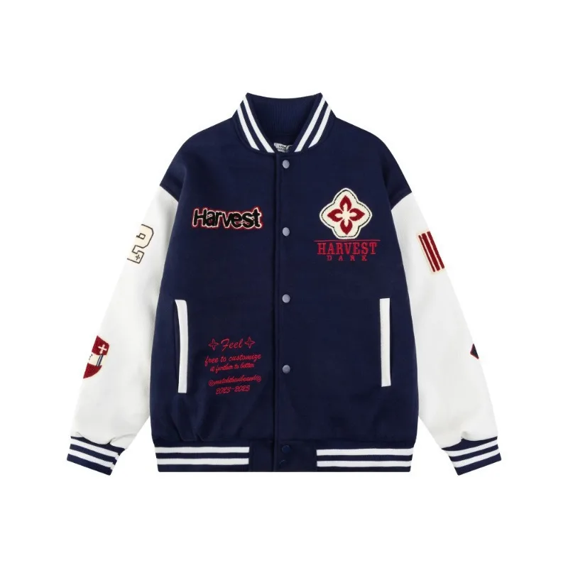 

Y2K Baseball Jacket Unisex Streetwear Letter Embroidery Varsity Bomber Coat Oversized Fit Hip Hop Punk Fashion Men Women