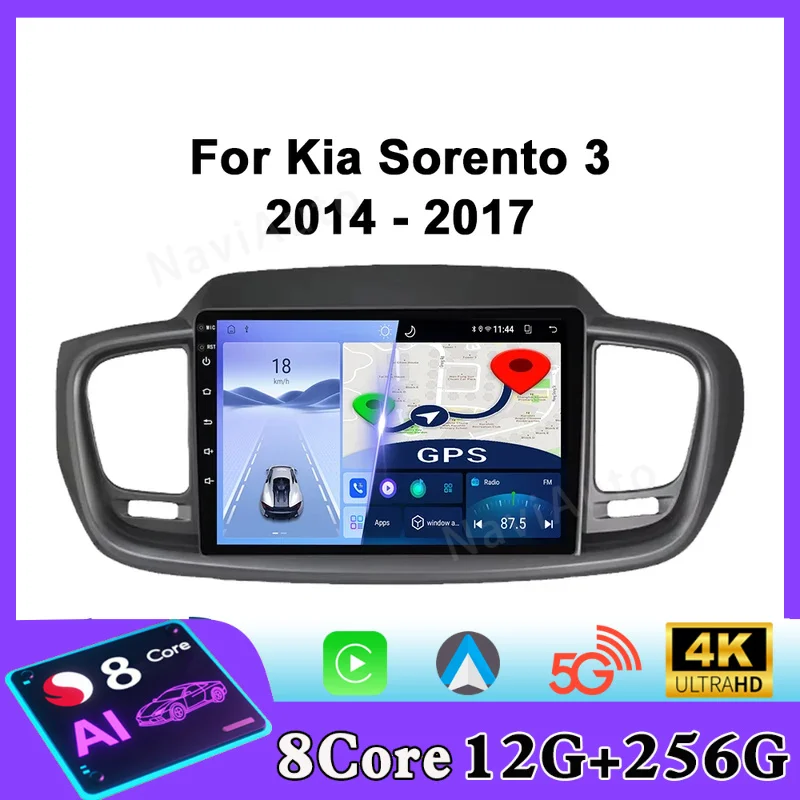 For Kia Sorento 3 2015-2018 Car Radio Android Automotive Multimedia Video Player Navigation GPS Carplay Touch Screen Auto Stereo