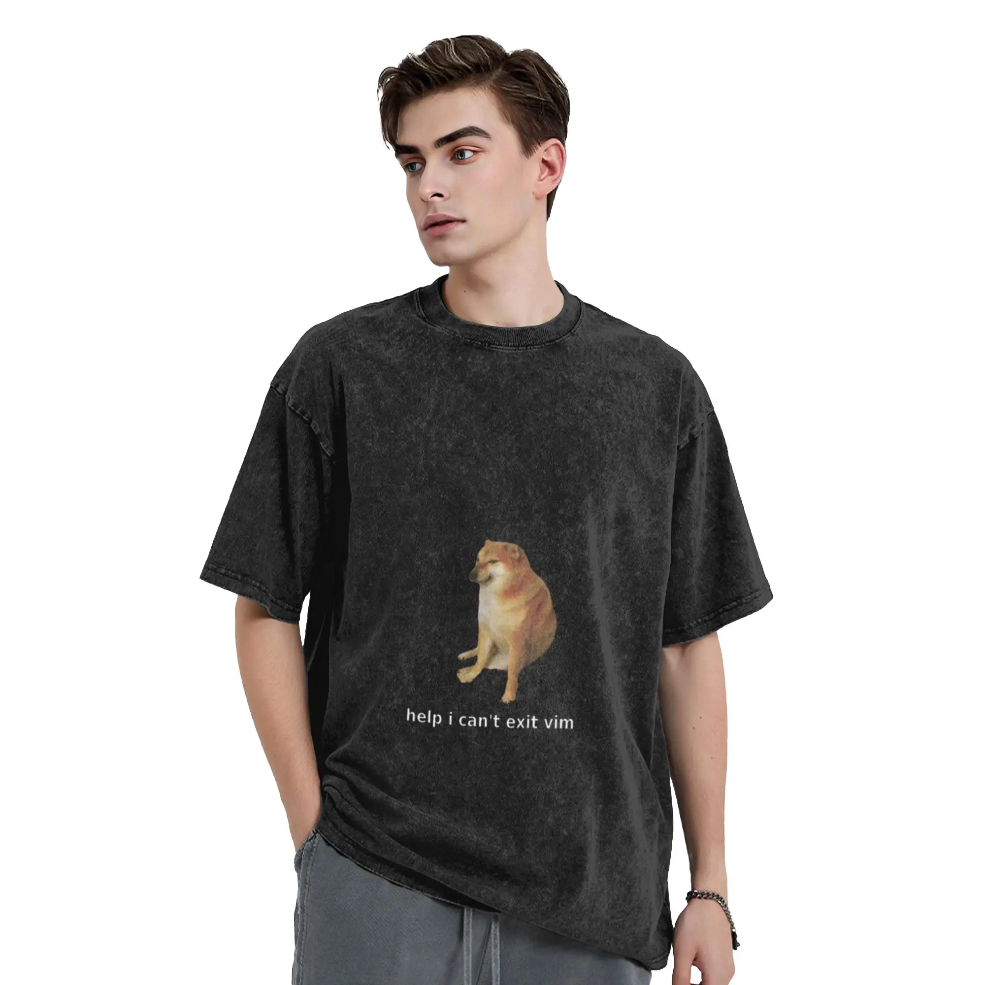 help i can t exit vim Unique Trendy A T-Shirt Oversized Short Sleeve Men's Women's Cotton Tees Tops