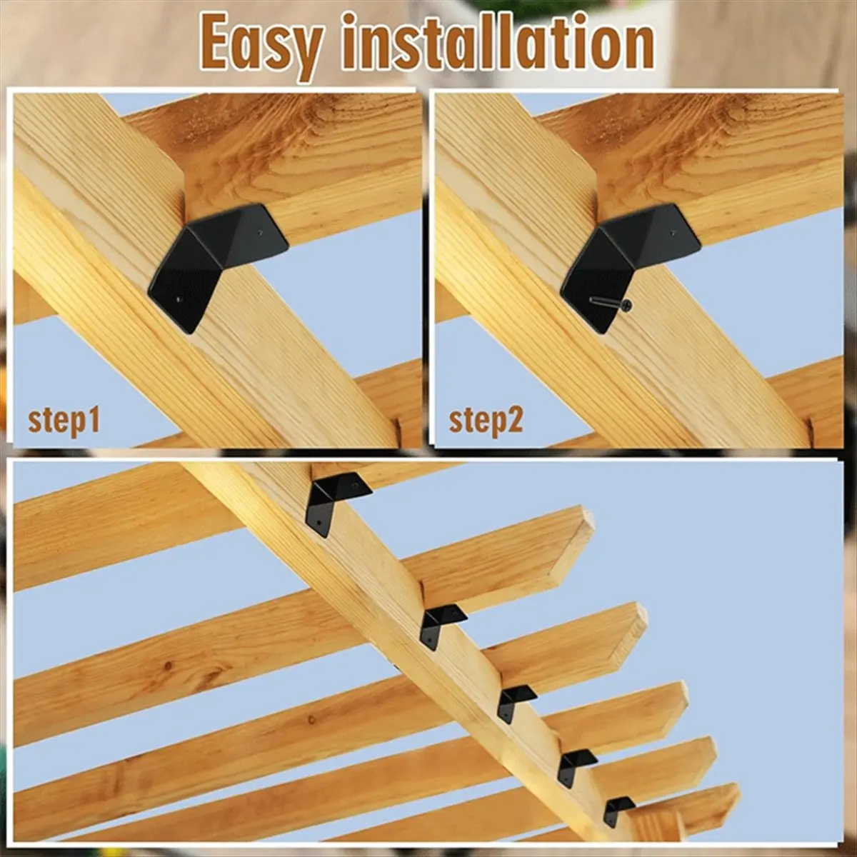 

12 шт. черные зажимы для перголи, крепежные кронштейны для перголи, деревянная балка, потолочный шарнир A