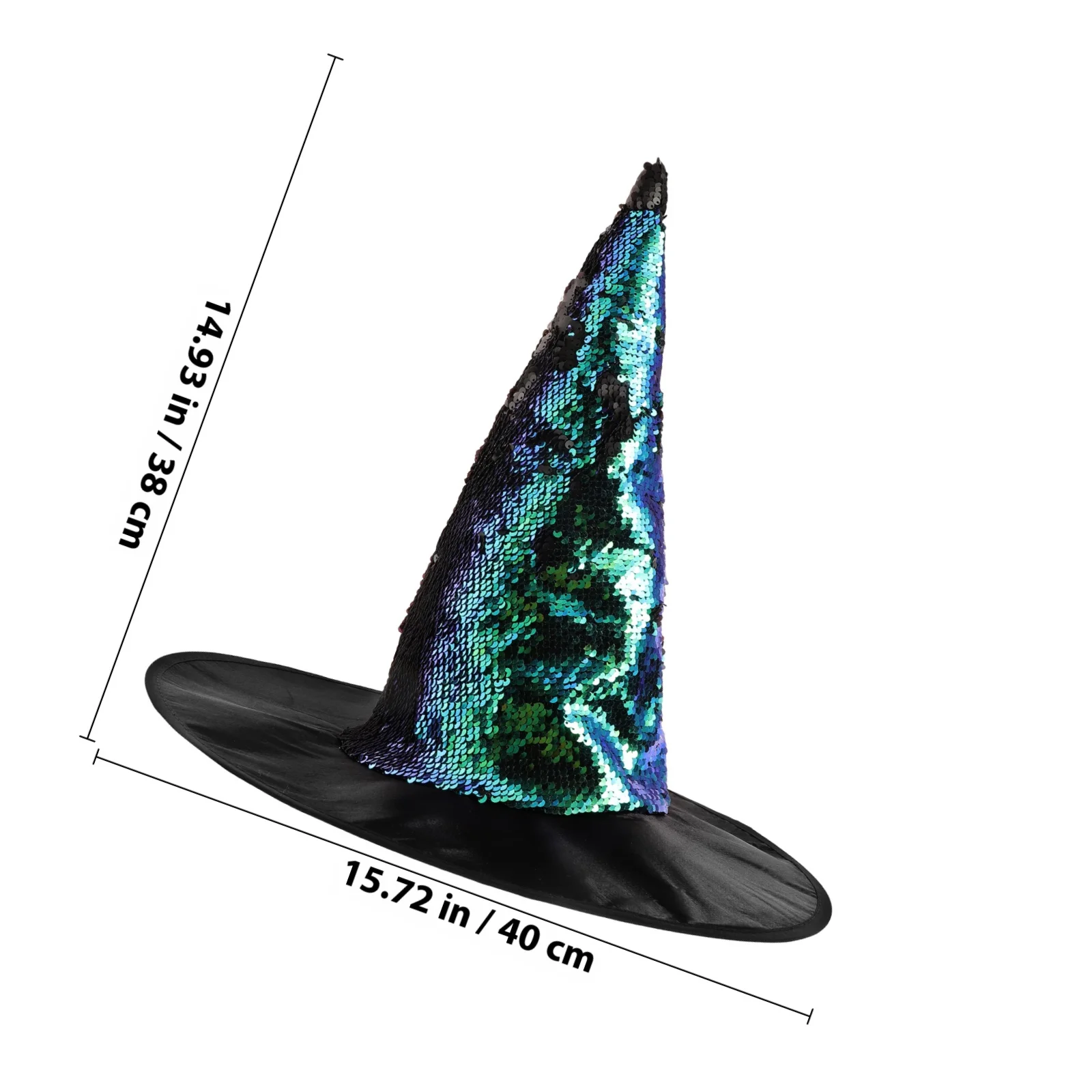 Kapelusz czarownicy na Halloween z cekinami i brokatem, kostium na imprezę cosplay, wygodny, trwały, uniwersalny, dla kobiet i dziewcząt, przebranie na maskaradę.