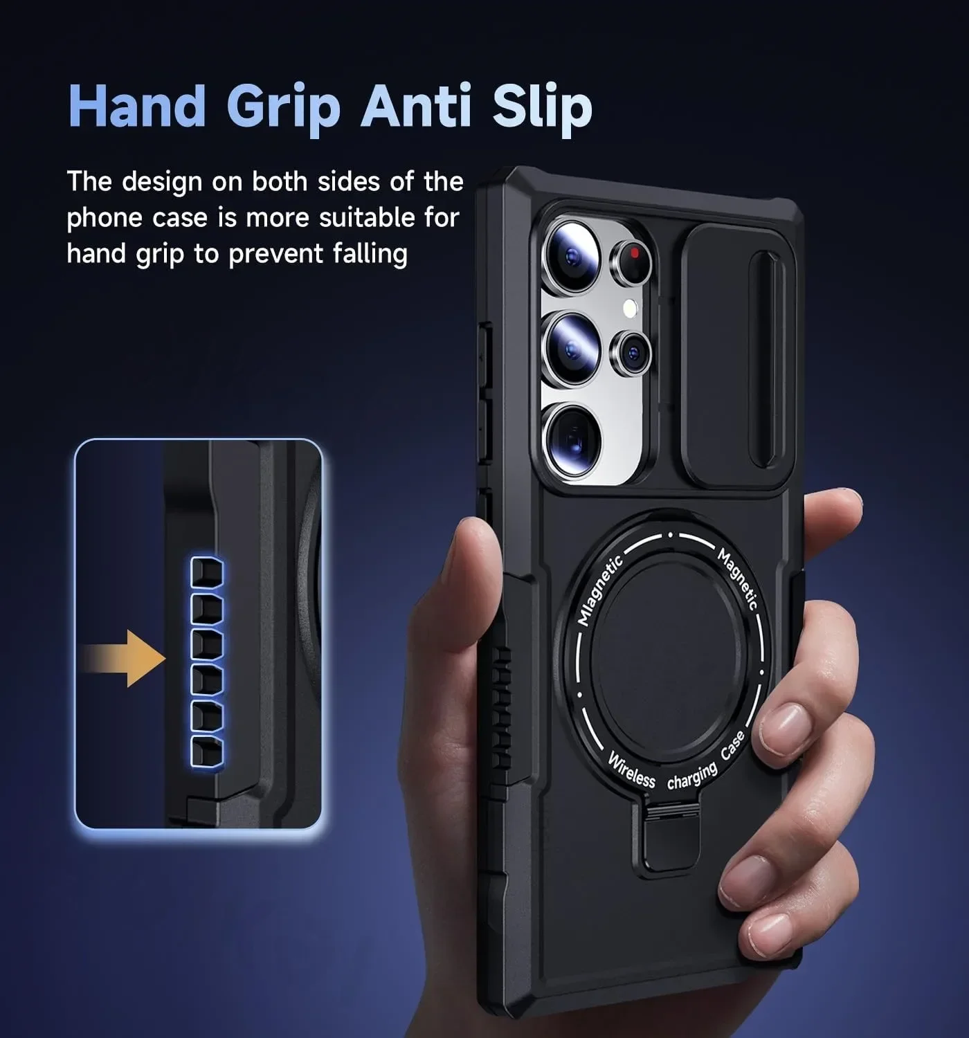 Slide Camera Case For Samsung S25 Ultra S24 S25 Plus Ultra Magnetic Heavy Duty Shock Absorption Body Protective Kickstand Cover