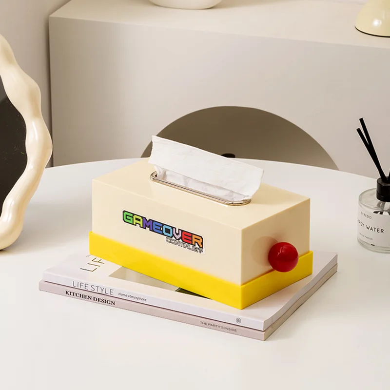 

Creative Tissue Box Contrast Color Memphis Tissue Desktop Storage Box Nordic Ins Pumping Box Cream Dopamine