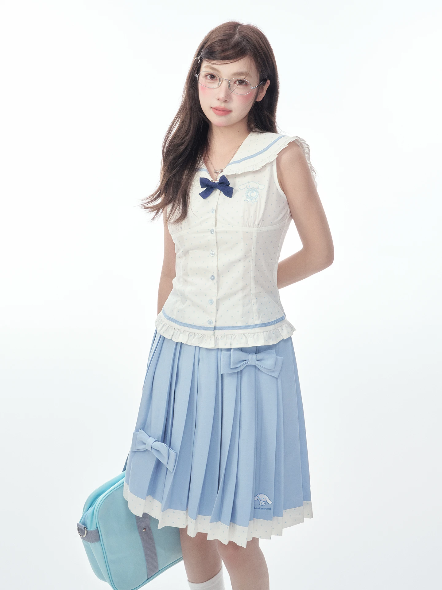 

Collaboration Edition Shirt And Halter Skirt Set Cute Knot Design Slimming Versatile 2026 New Arrival Women's Outfit
