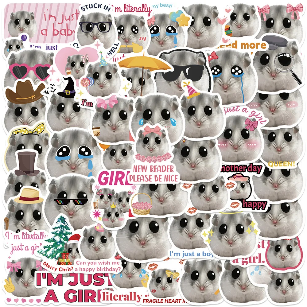 10/50pcs Cute Hamster Meme Stickers Funny Animal Cartoon Decals Decoration DIY Laptop Luggage Scrapbook Skateboard Stickers