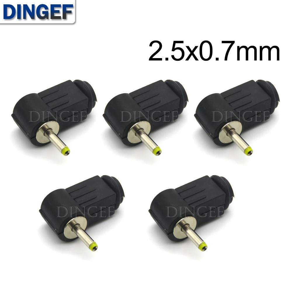 5 sztuk/partia wtyczka DC 90 stopni kolanko 2.5x0.7mm 2.5*0.7MM wtyczka zasilania prądem stałym montaż okablowania drut spawalniczy typ 2.5*0.7