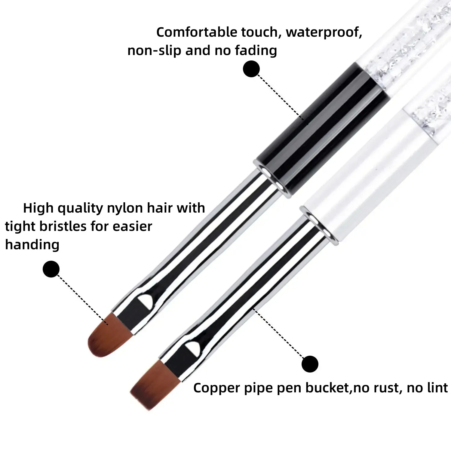 유연한 네일 아트 브러시 세트, 헤밍 및 드로잉, 전문 네일 아트 브러시 세트, 2/5/7 카운트 혼합 크기