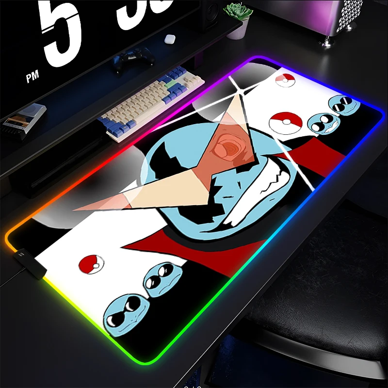 

RGB Rubber Mouse Pad P-Pokemon Squirtle Game Backlight Pc Keyboard Laptop Computer Speed LED Desk Mat Gaming Acessories Mousepad