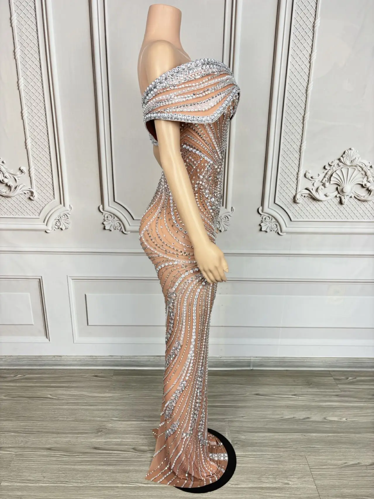 Sparkly คริสตัลหรูหราชุดราตรีเซ็กซี่ผู้หญิงวันเกิดฉลองชุดปาร์ตี้ High-end ชุดราตรีถ่ายภาพสวมใส่ Chidao