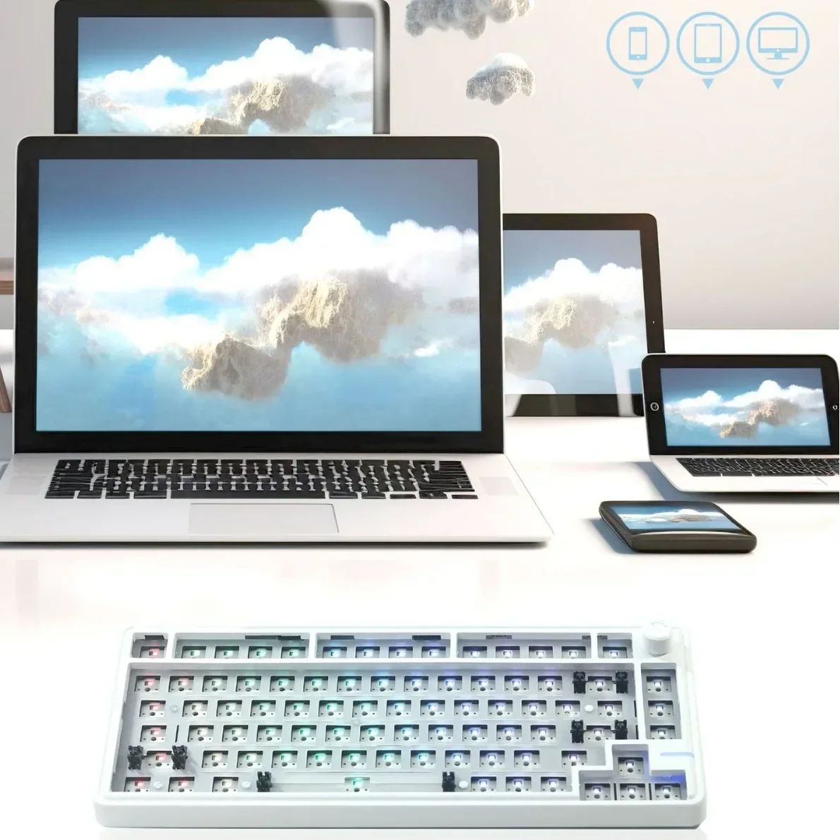 ZUOYA LS02 Kit Keyboard Gamer mekanis, Kit Keyboard nirkabel RGB dengan 3Mode USB/2.4G/Bluetooth, perlengkapan Keyboard bermain game lampu latar