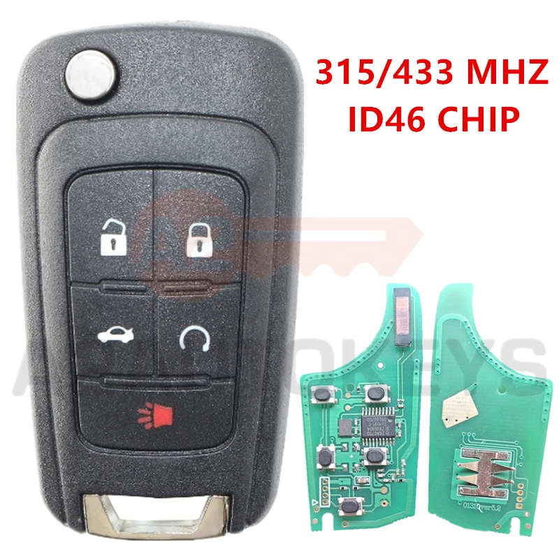 

Складной автомобильный ключ A2AUTOKEYS OHT01060512, 5 кнопок, 315/433 МГц, ID46, для Chevrolet Cruze Malibu Aveo Spark Sail orlando