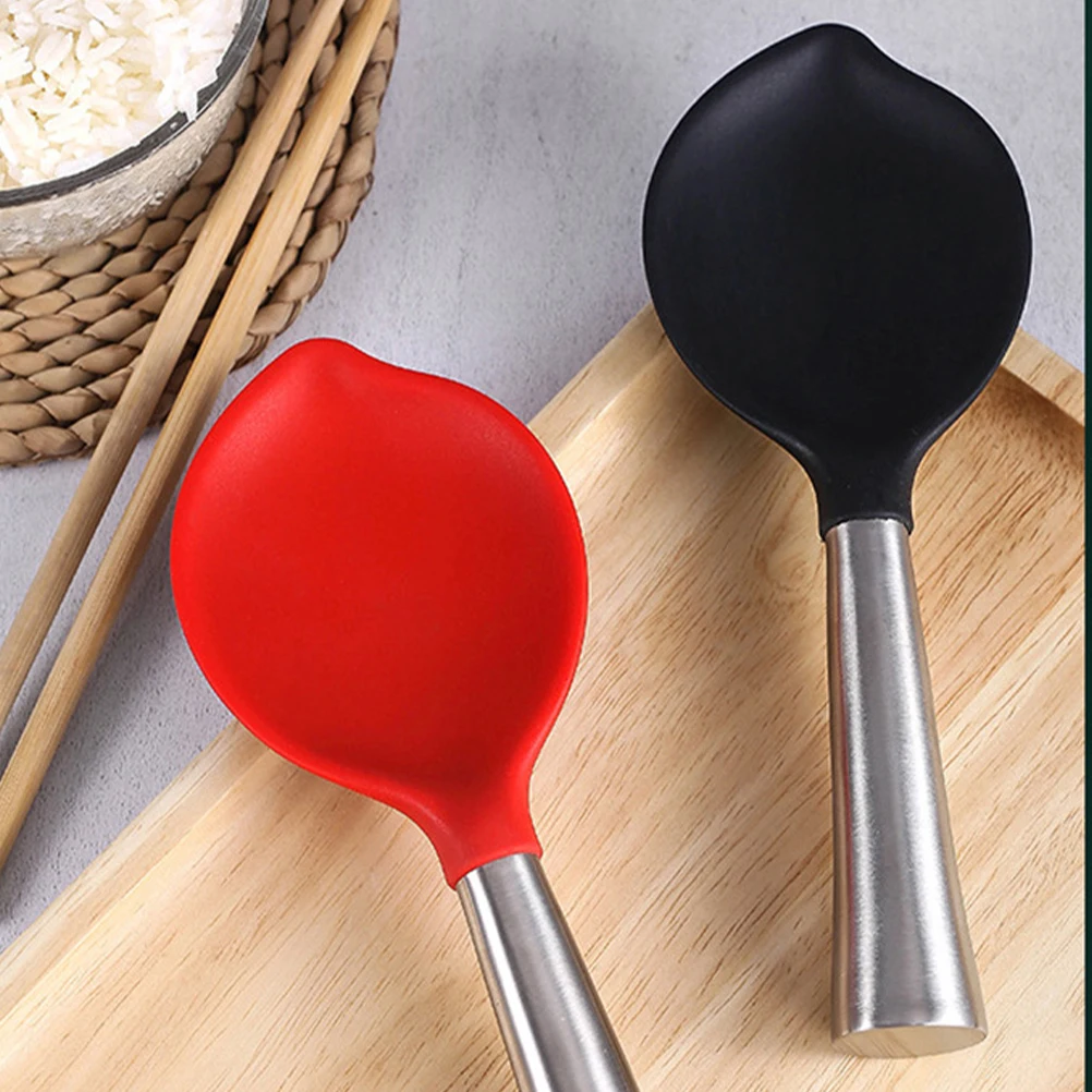 

Leaf Shaped Rice Paddle Non Stick Scooper Stainless Steel Silicone Spoon St Reusable Food Paddle Cooking Tableware Easy