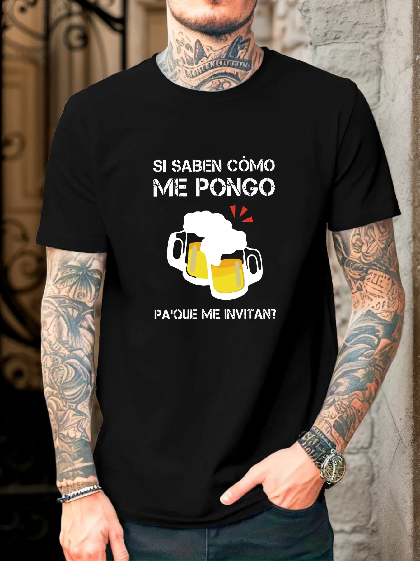 Street Fashion Quotes - Kaos Pria Hitam dengan Cetakan Kutipan