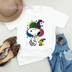 Kawaii Cartoon Snoopy T Shirt For Women Harajuku Funny Dog Graphic Tshirt Female Cute Manga Tees Shirts Korea Style Tops