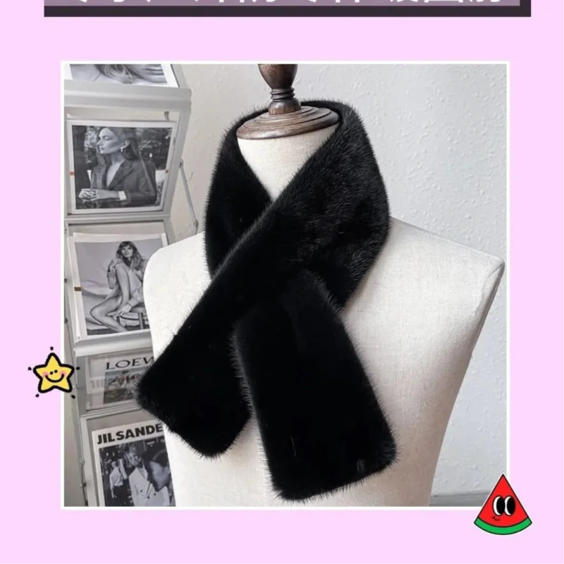 Frauen Winter Warm Verdicken Kreuz Doppel Seite Plüsch Kragen Schal Einfarbig Pelz Kalt Beweis Schals Mode Weichen Pelzigen Hals Wärmer