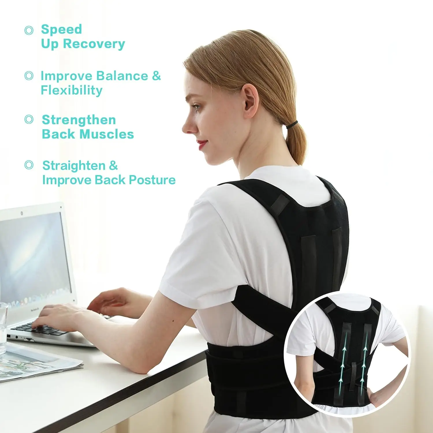 Back Brace Posture Corrector for Men Women Back Lumbar Shoulder Posture Support Pain Relief Muscle Memory Support Straightener