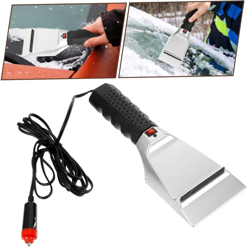

12 В скребок для льда с подогревом, электромобиль, размораживатель лобового стекла, щетка для снега, зимний аварийный инструмент для замороженных окон