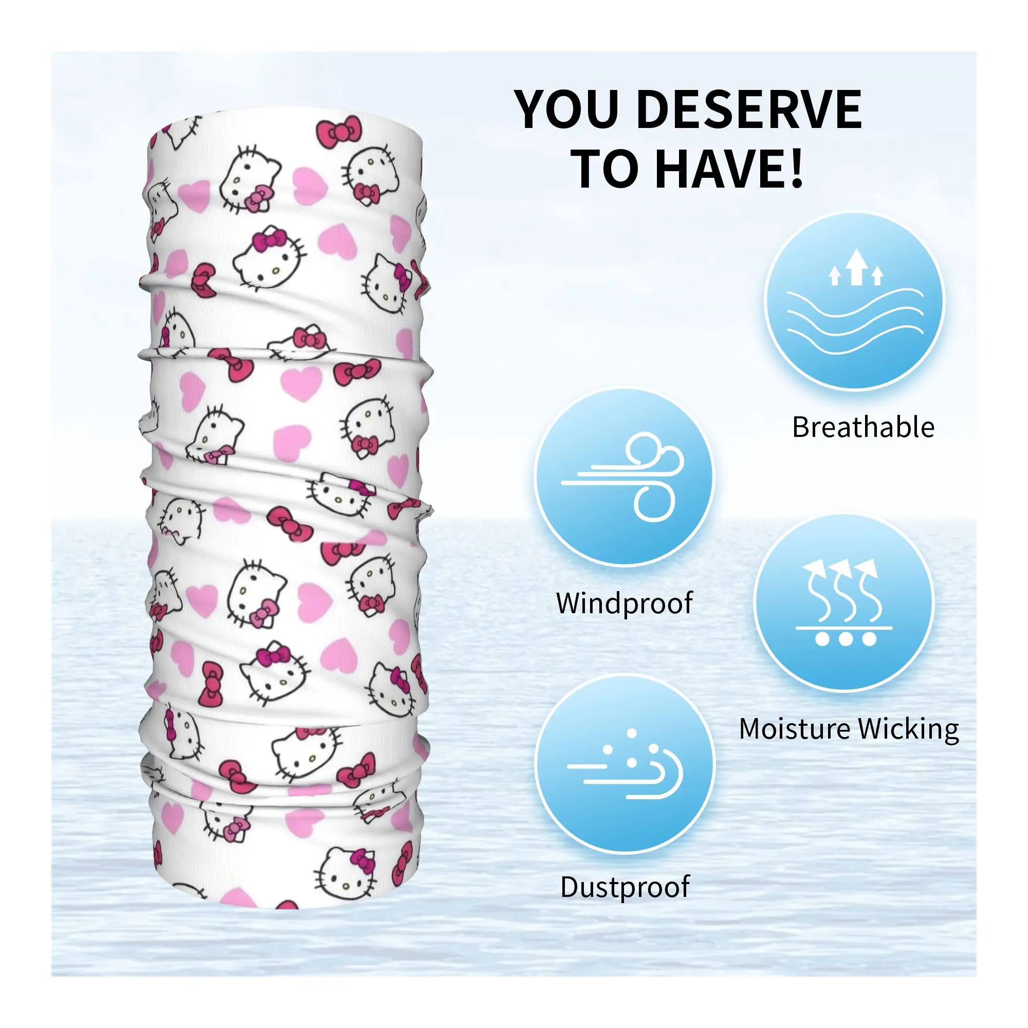 مرحبا كيتي الكرتون لطيف باندانا الرقبة الجراب المطبوعة أقنعة وشاح سحري ركوب الدراجات الرياضة في الهواء الطلق للرجال النساء الكبار الشتاء #4