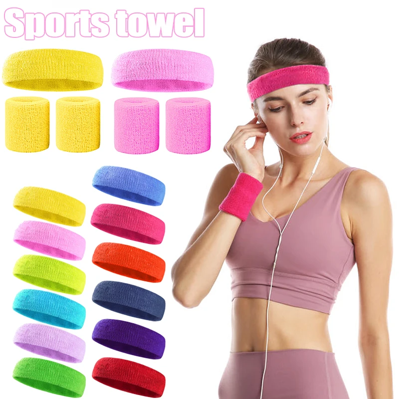 Sports Headband Wristband Set Sport Headband Sweat Wicking For Girls Tennis Basketball Outdoor Athletic