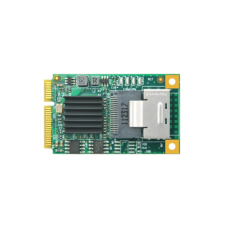 Mini PCIe to 4 Port SATA 3.0 6Gbps Expansion Card with Heatsink and Chipset Marvell 88SE9215-