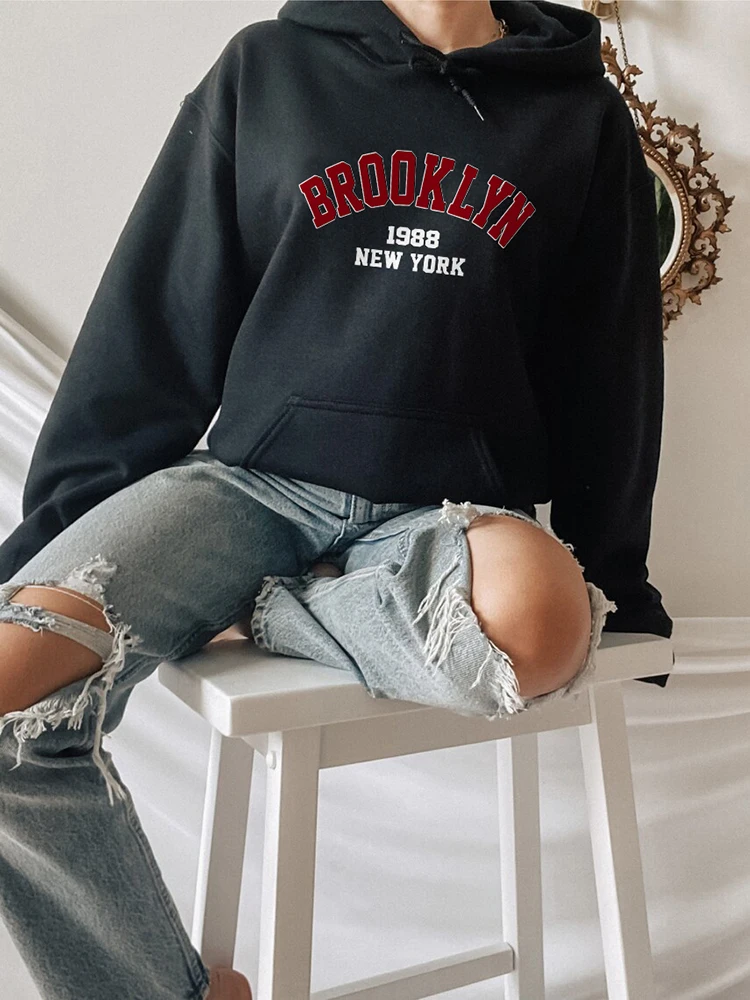 Blessyuki Harajuku Letter Print Hoodie Sweatshirt Women 2023 Autumn Casual Oversized Basic Plus Size Pullover Female Y2k Clothes