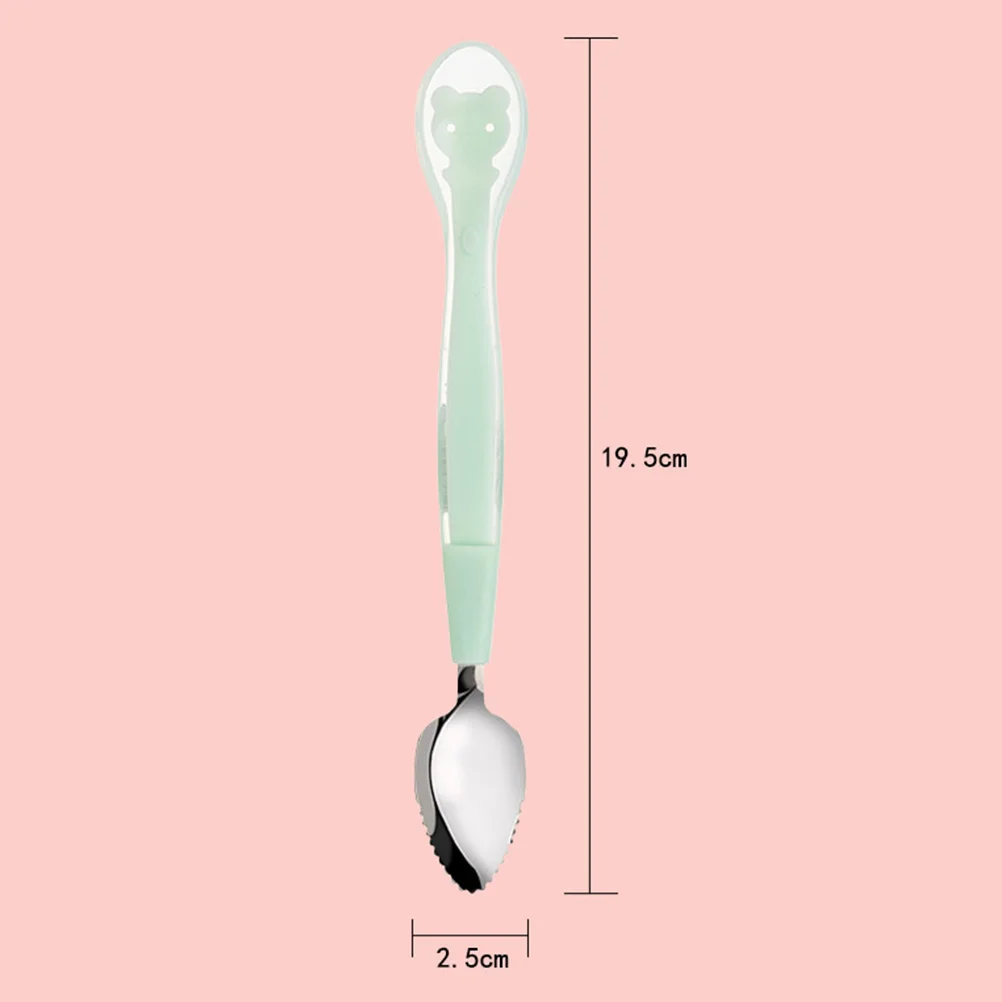 2 قطعة ملعقة هريس الفاكهة الفولاذ المقاوم للصدأ أدوات تغذية الطفل للأطفال طفل ملاعق ملعقة فاكهة غرفة الطعام رياض الأطفال نزهة #4