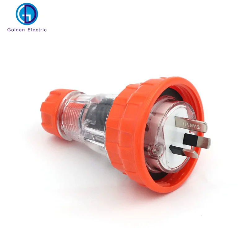 Australian Standard IP66 Industrial Plug with Socket 56P310/56P315 10A 15A 20A 250V 3 Flat Pins Waterproof 3 Outlets