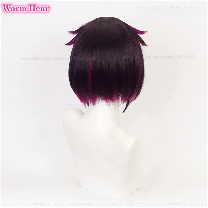 Vanrouge Anime Lilia Cosplay Black Purple Heat Resistant Synthetic Hair Wigs + Wig Cap