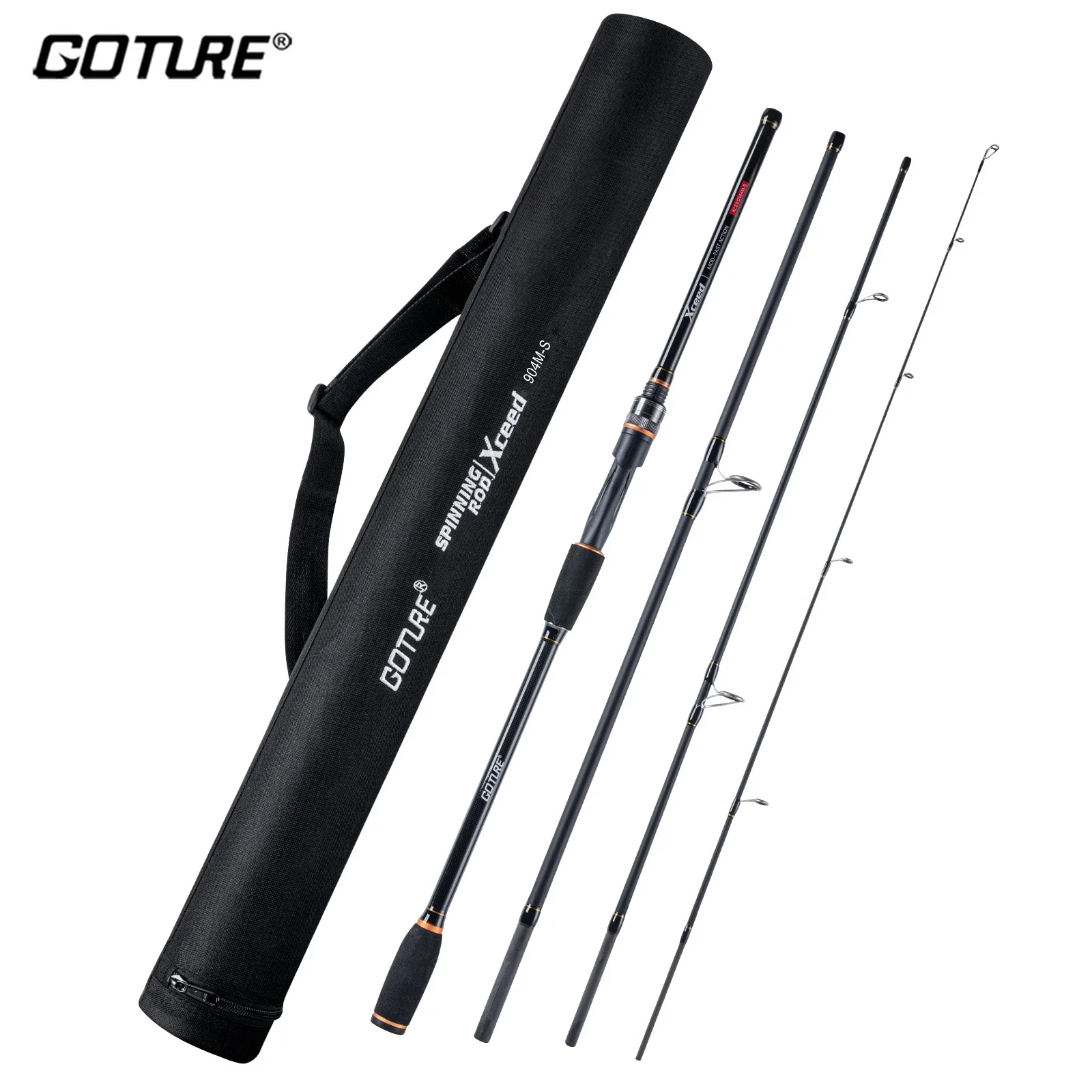 Goture Xceed 4 Setions Travel Fishing Rod With Fuji Guide Ring Carbon Fiber 1.98-3.6M Spinning Casting Lure Rod For Carp Fishing