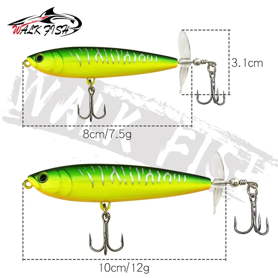 WALK FISH 7.5g 12g Topwater Whopper Plopper Fishing Lure Plastic Artificial Pencil Hard Bait Trolling Crankbait Bass Pike Pesca